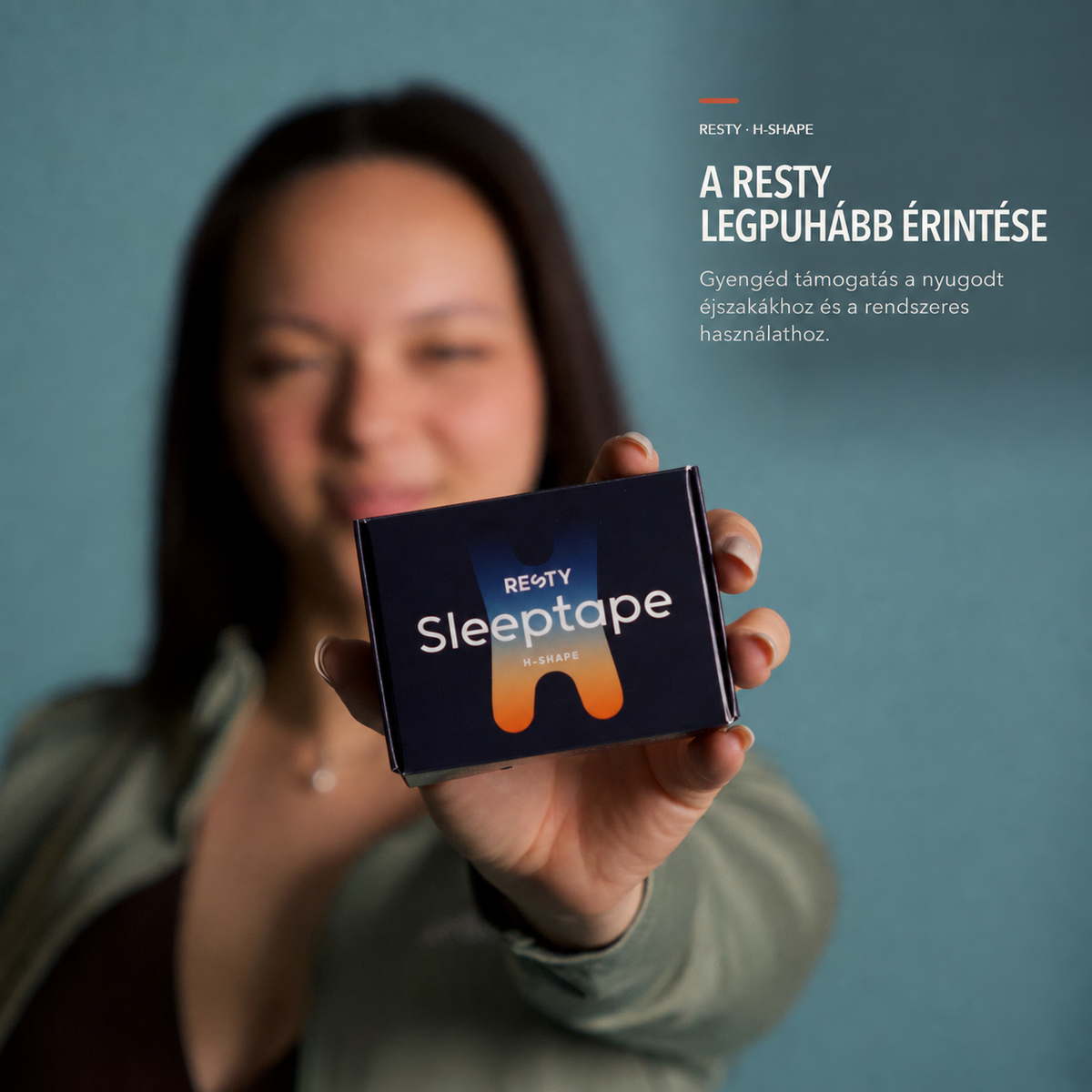 Resty H-Shape szájtapasz doboza: a Resty legpuhább érintése, gyengéd támogatás rendszeres használathoz.