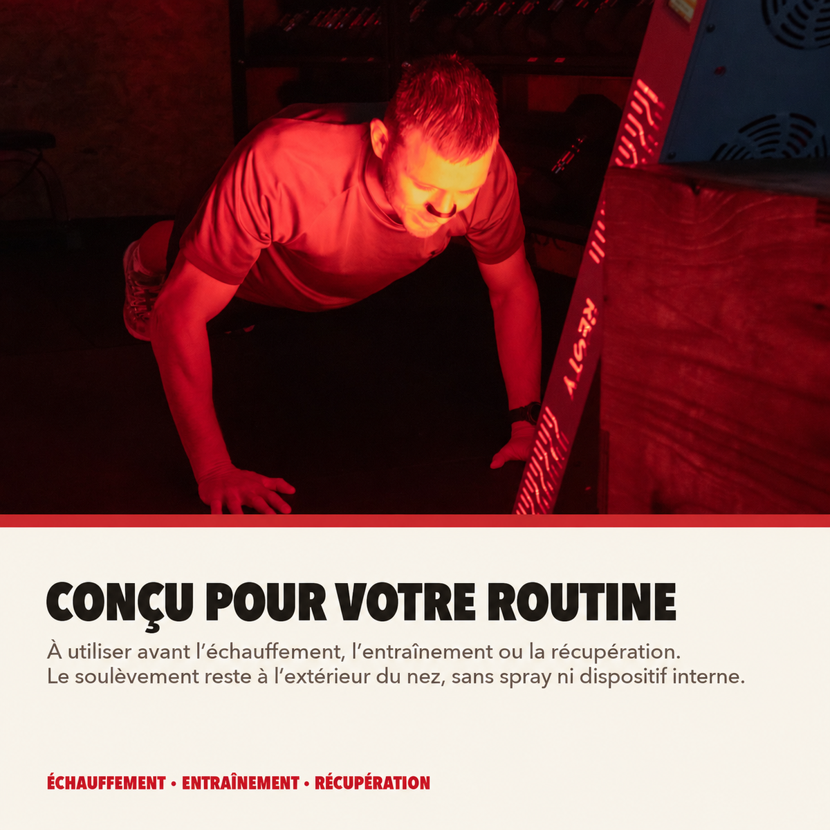 Resty Magnetic pour l’échauffement, l’entraînement et la récupération : un soulèvement externe du nez, sans spray ni dispositif interne.