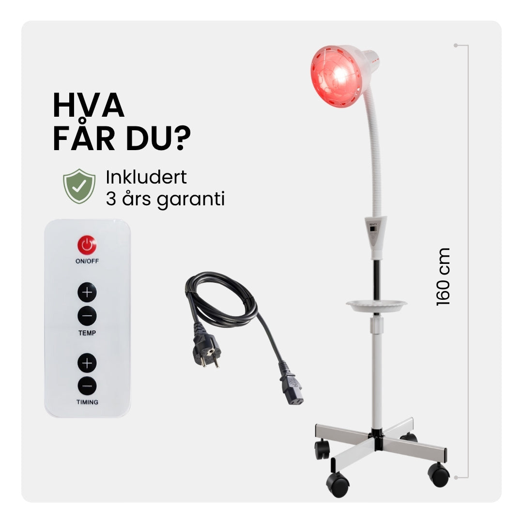 Resty infrarød varmelampe med enkelt hode, fjernkontroll og garantikort