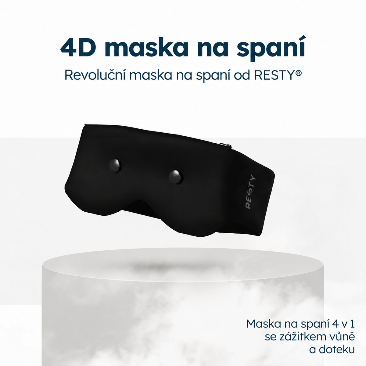 4D maska na spaní Resty, provedení 4 v 1 se zážitkem vůně a doteku, s českým textem.