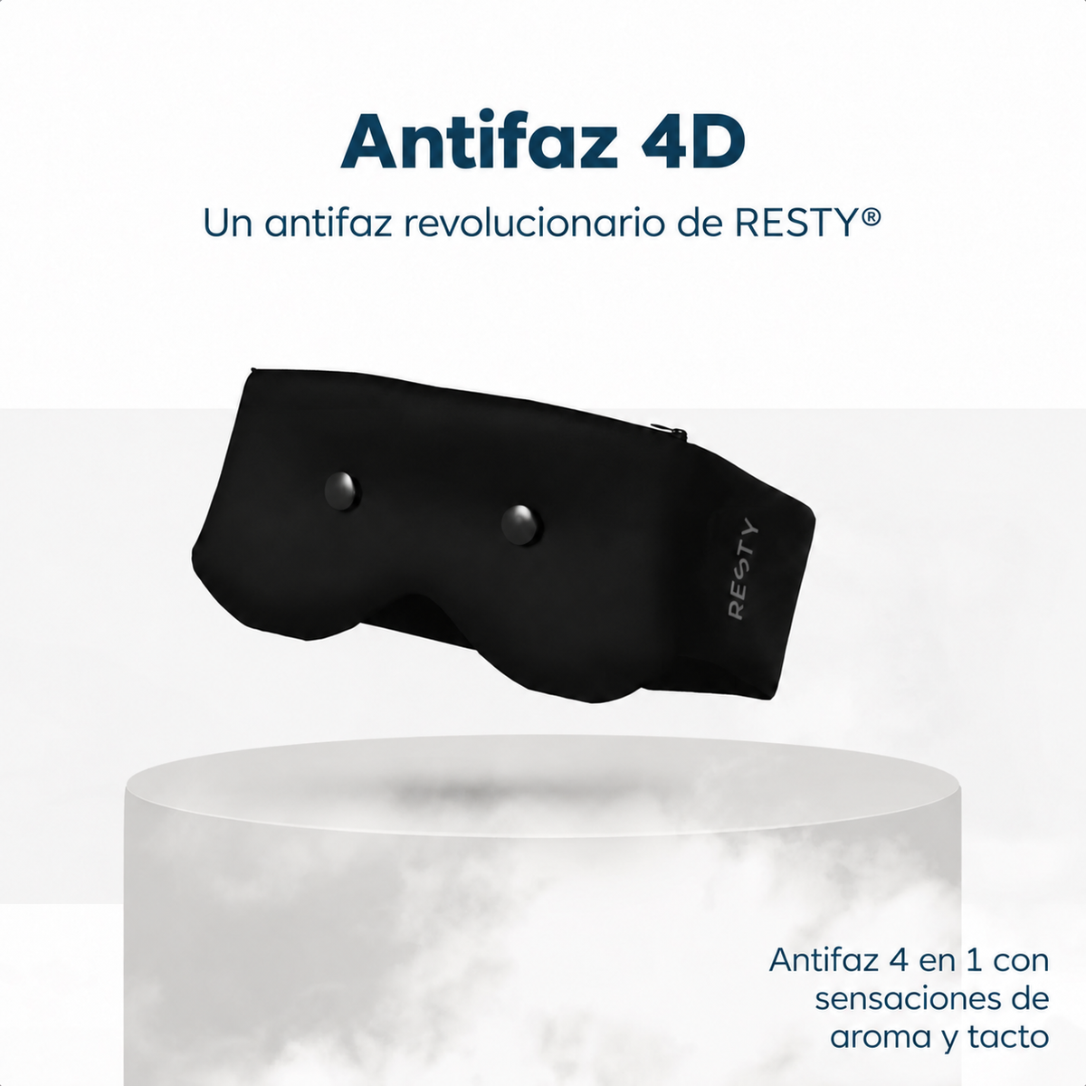 Antifaz Resty 4D, 4 en 1, con sensaciones de aroma y tacto.