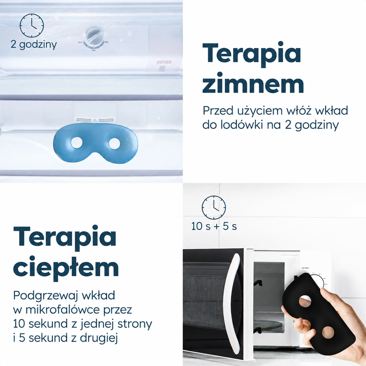Instrukcja stosowania wkładów Resty: 2 godziny w lodówce albo 10 sekund i 5 sekund w mikrofalówce.
