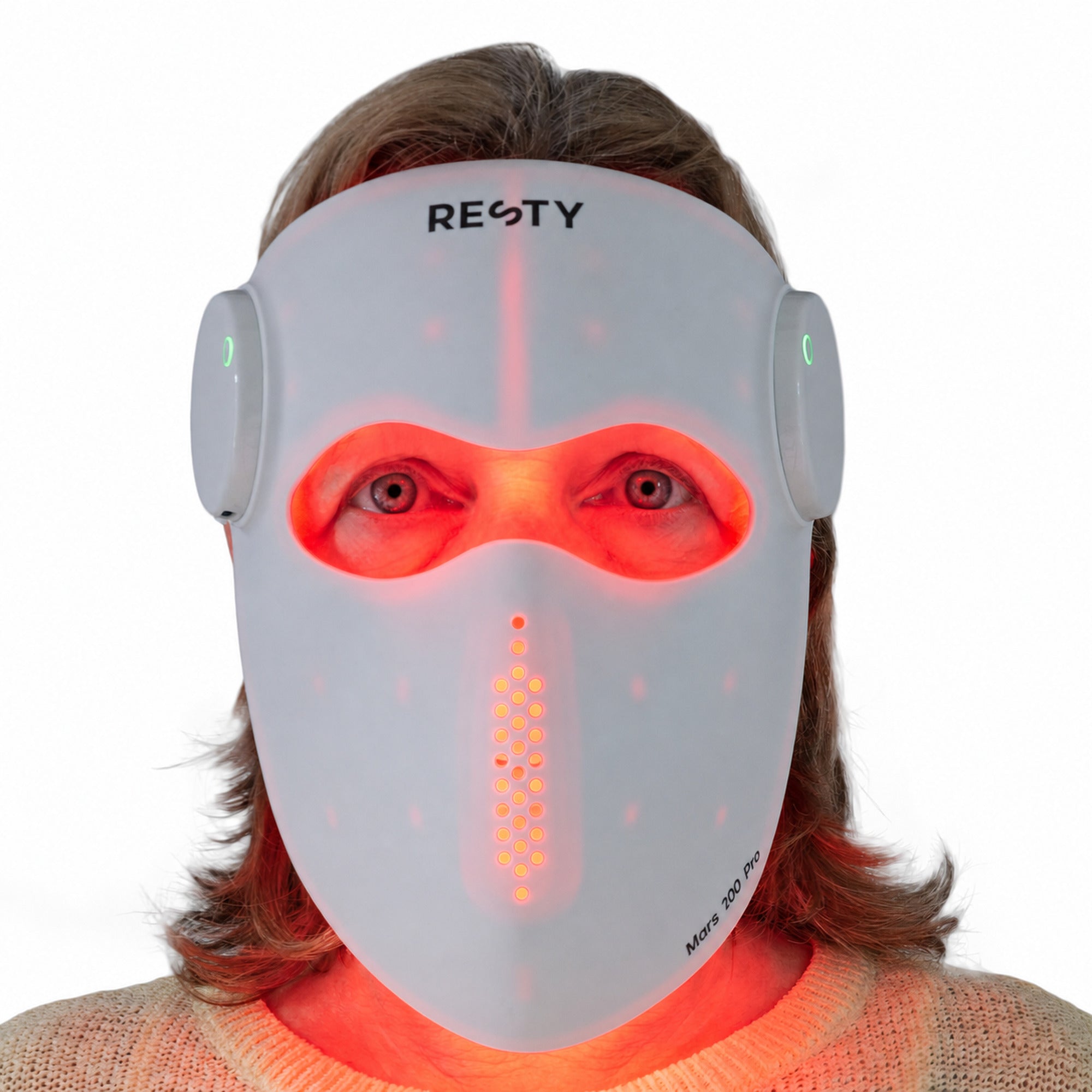 Resty MARS 200 PRO LED-Gesichtsmaske mit verstellbarem Kopfband getragen