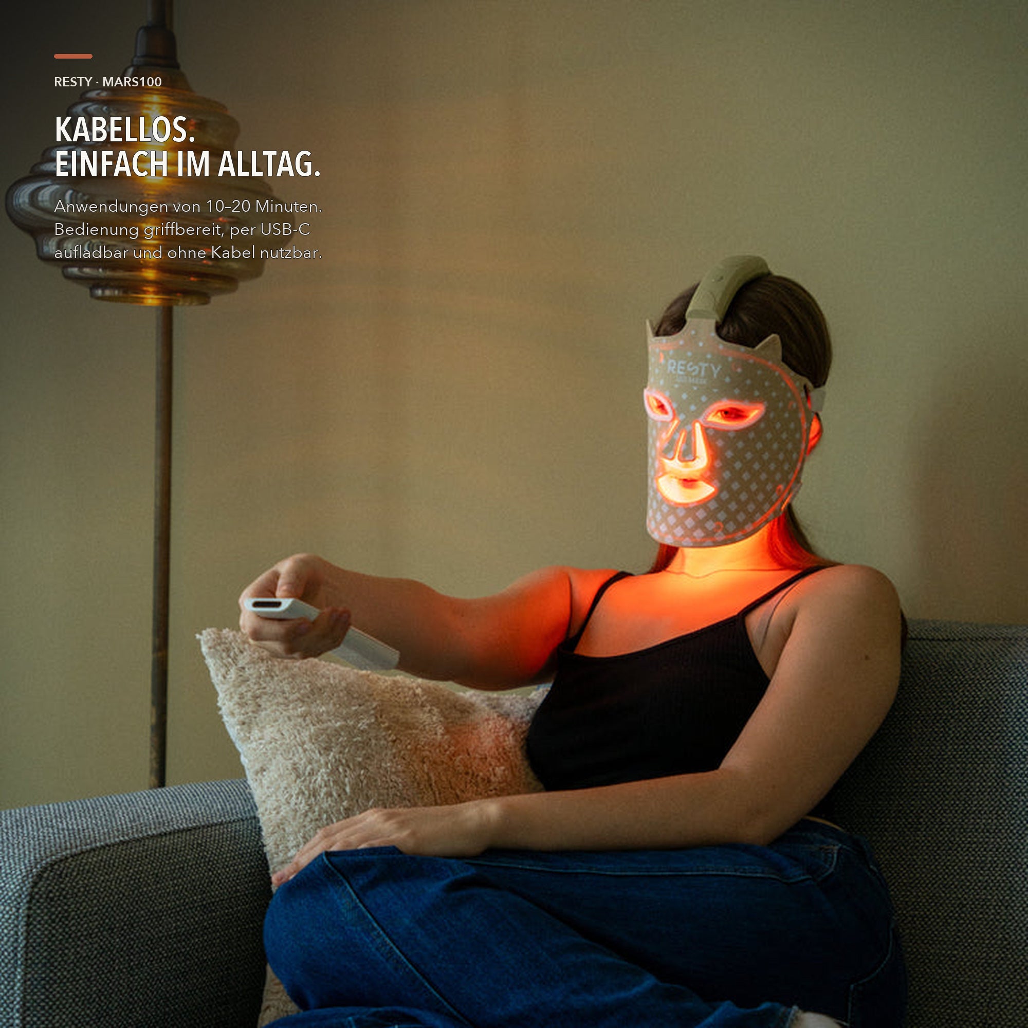 Innenansicht der Resty LED Gesichtsmaske und Lichtelemente