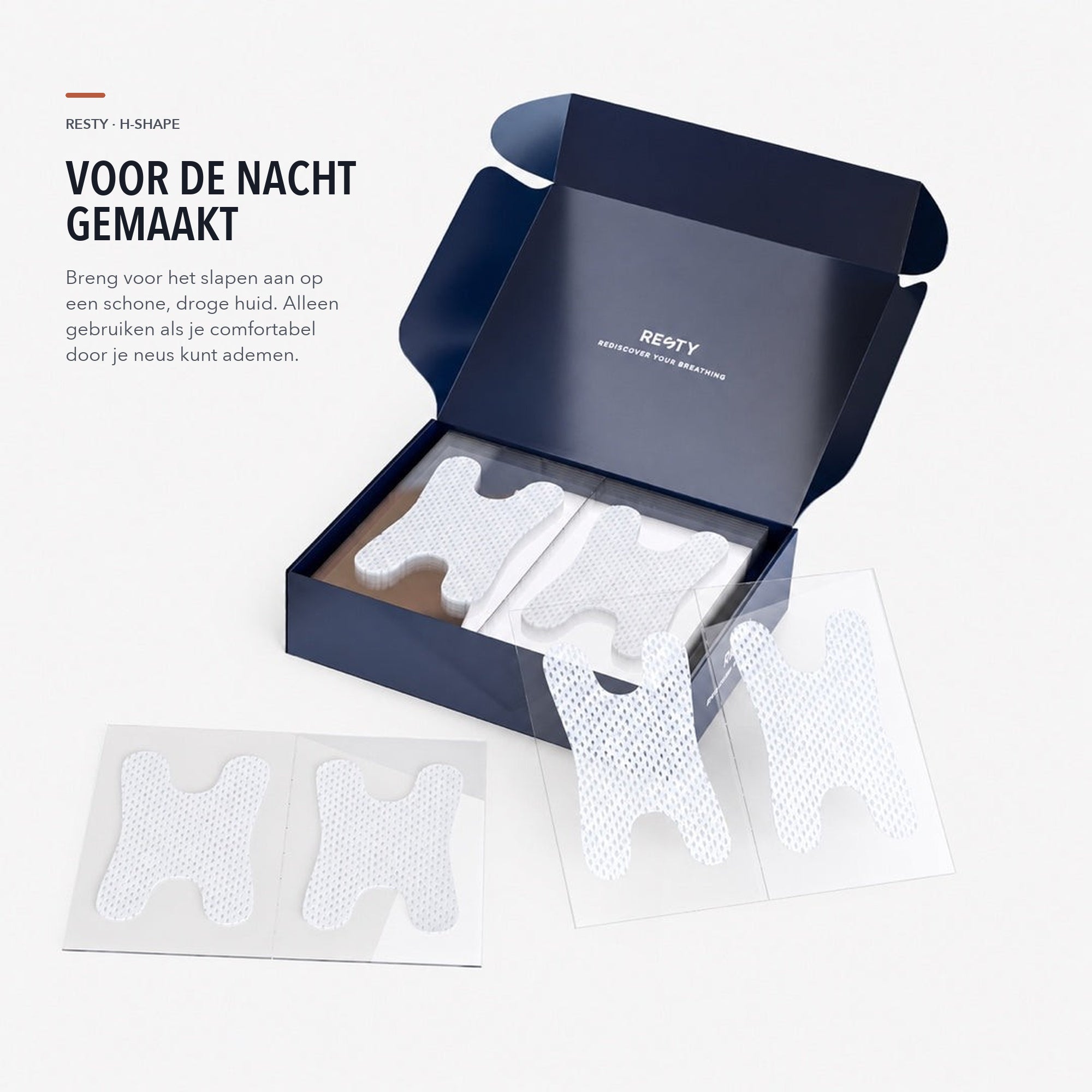 H-Shape mondtape, verpakking en variantweergave