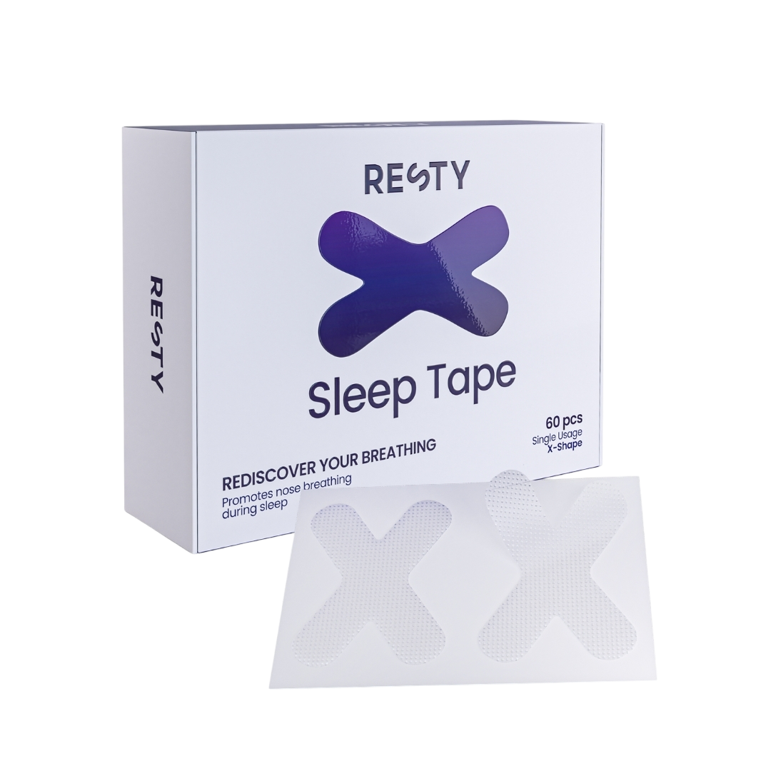 Resty X Shape Mundtape-Box mit zwei weißen X-förmigen Streifen