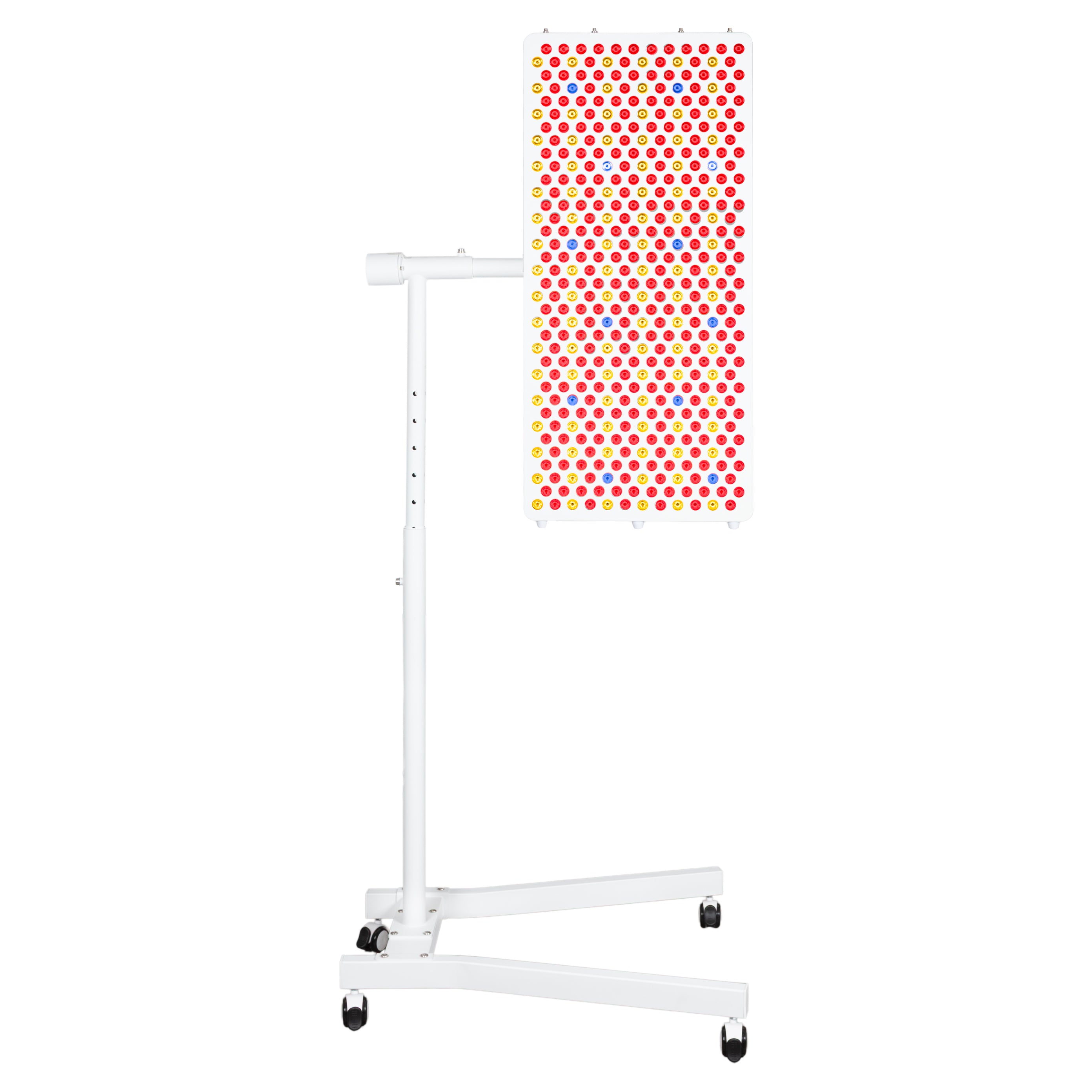 Front view of the Resty MARS 1200 red light panel on a white wheeled stand