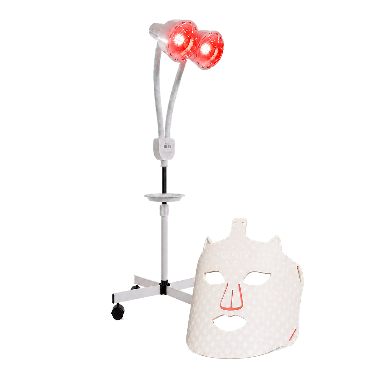 Resty Face & Body Light Routine Bundle with MARS100 LED Face Mask and double-head infrared heat lamp