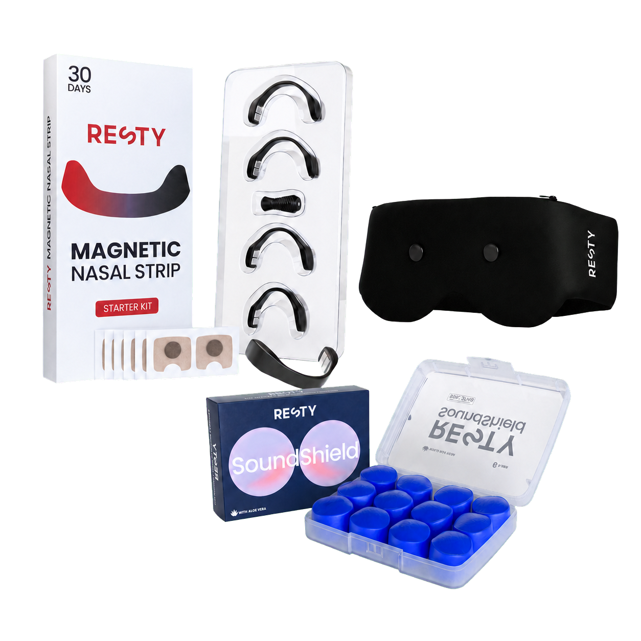 Resty Magnetic Deep Sleep Bundle with magnetic nasal strips, sleep mask and SoundShields