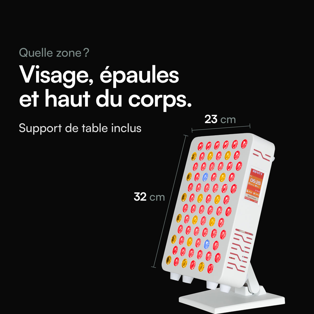 Resty MARS 600 sur son support de table, 32 × 23 cm, pour le visage, les épaules et le haut du corps