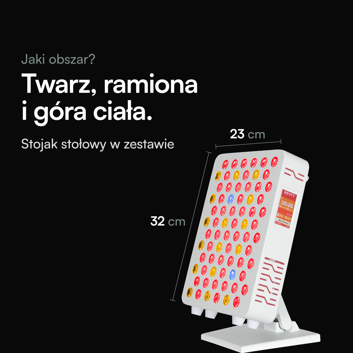 Resty MARS 600 na podstawce stołowej, 32 × 23 cm, na twarz, ramiona i górną część ciała