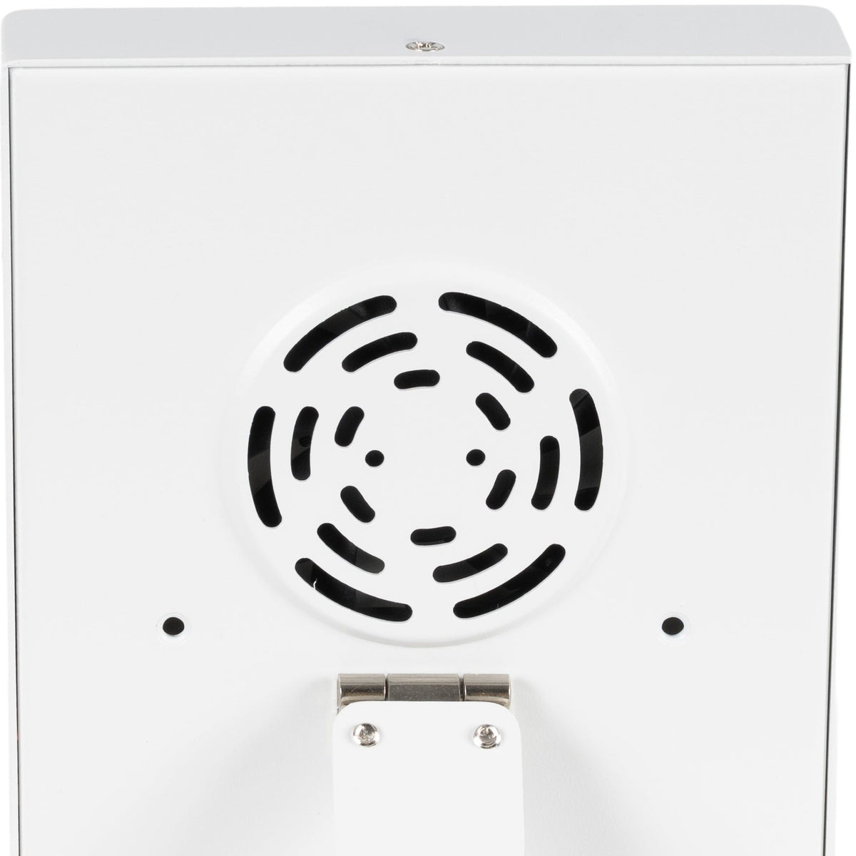 Baksiden av Resty dagslyslampe med det utfellbare stativet og det runde ventilasjonsgitteret.