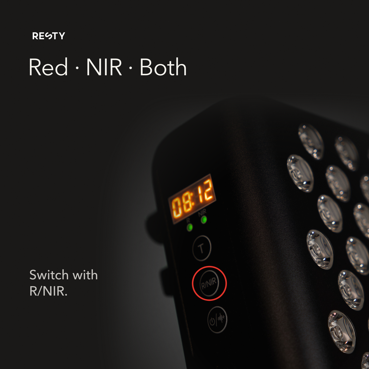 Resty MARS 400 controls: choose red, near-infrared or both with the R/NIR button