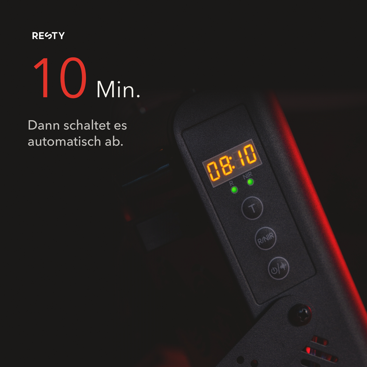 10-Minuten-Timer der Resty MARS 400: danach schaltet sich das Panel automatisch ab