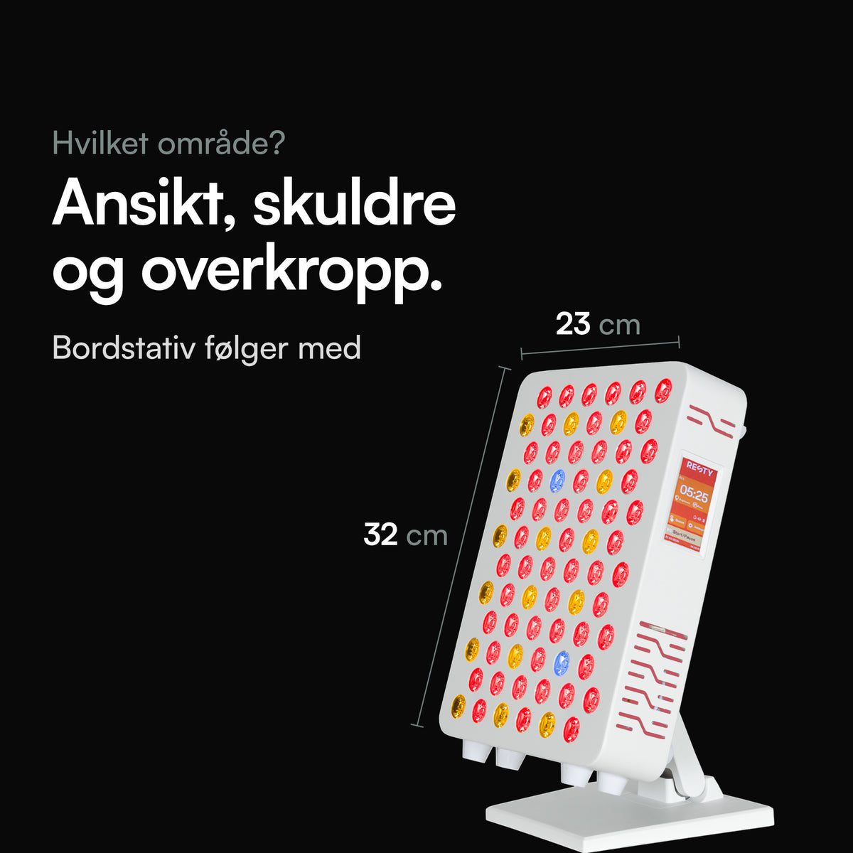 Resty MARS 600 på sitt bordstativ, 32 × 23 cm, for ansikt, skuldre og overkropp