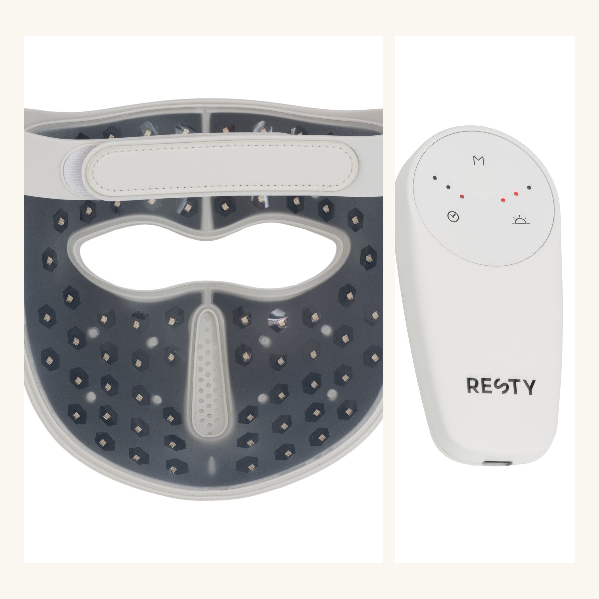 Resty MARS 200 PRO LED face mask interior and remote control