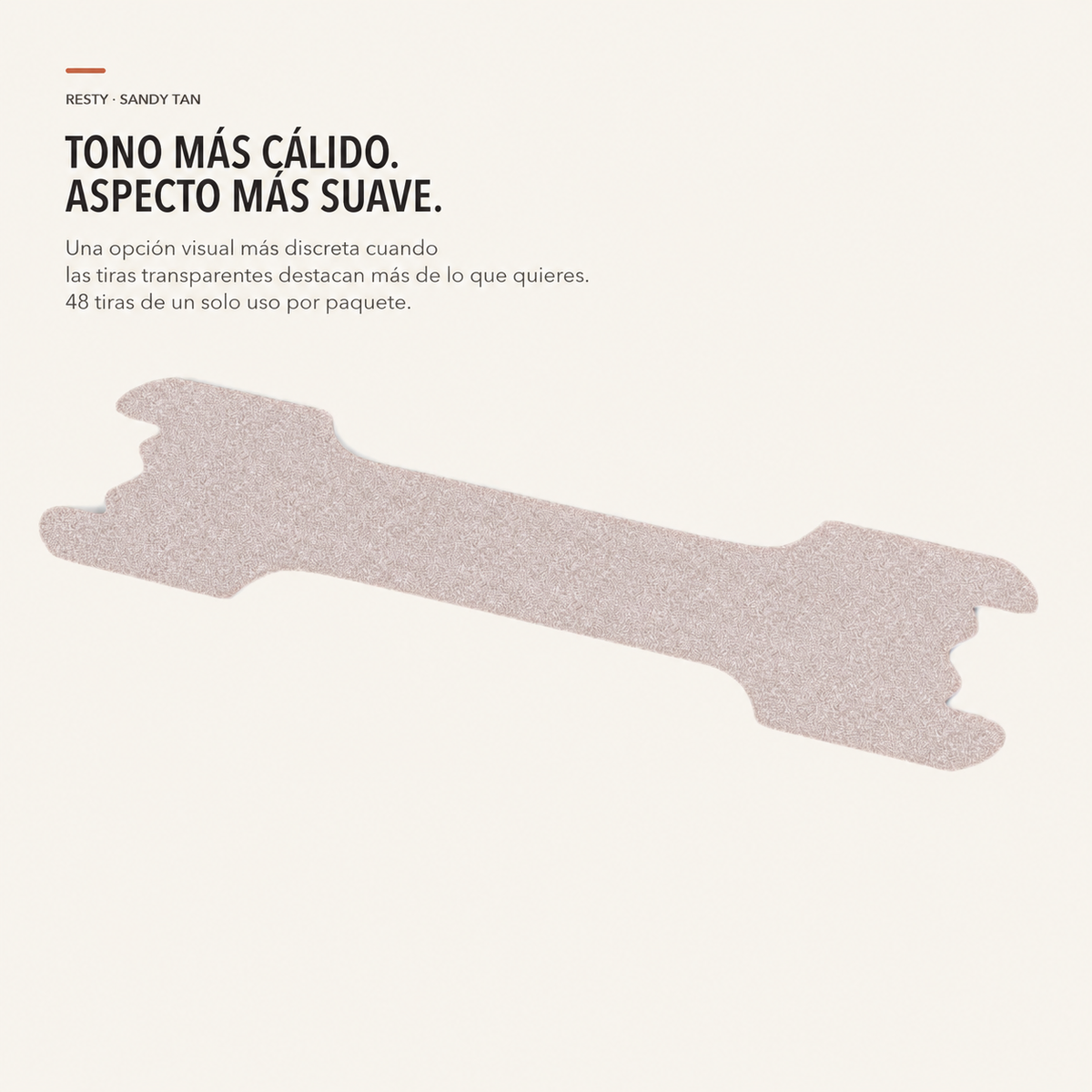 Tira nasal Resty Sandy Tan de tono cálido y aspecto discreto: 48 tiras de un solo uso por paquete.