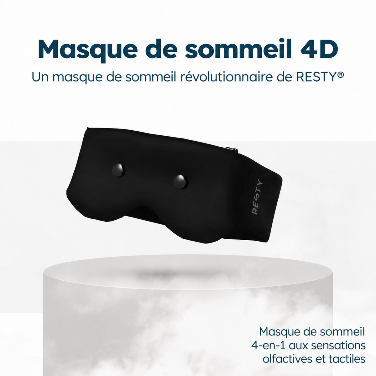 Masque de sommeil Resty 4D, 4-en-1, avec des sensations olfactives et tactiles.