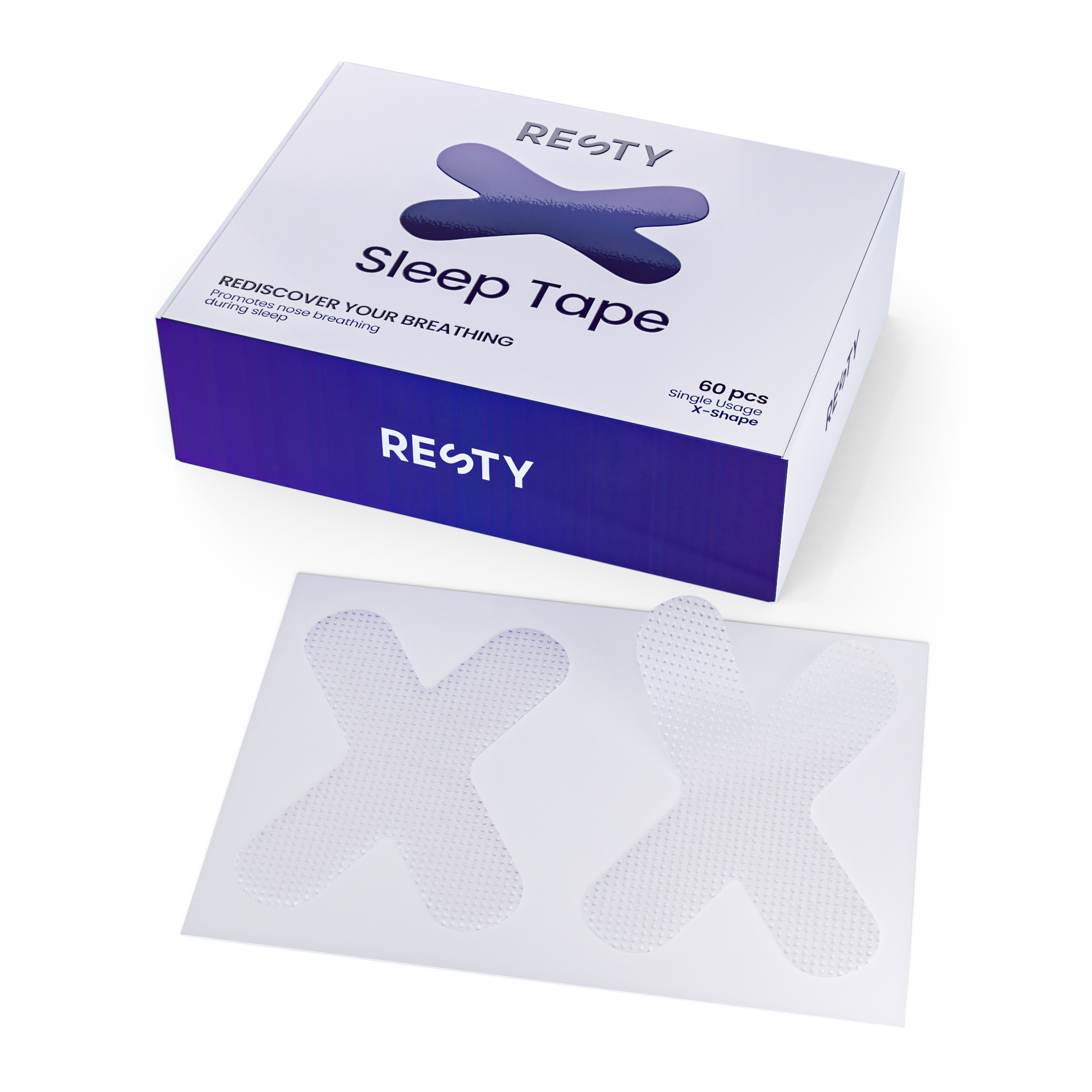 Resty Emballage en ruban adhésif oral en forme de X avec bandes transparentes